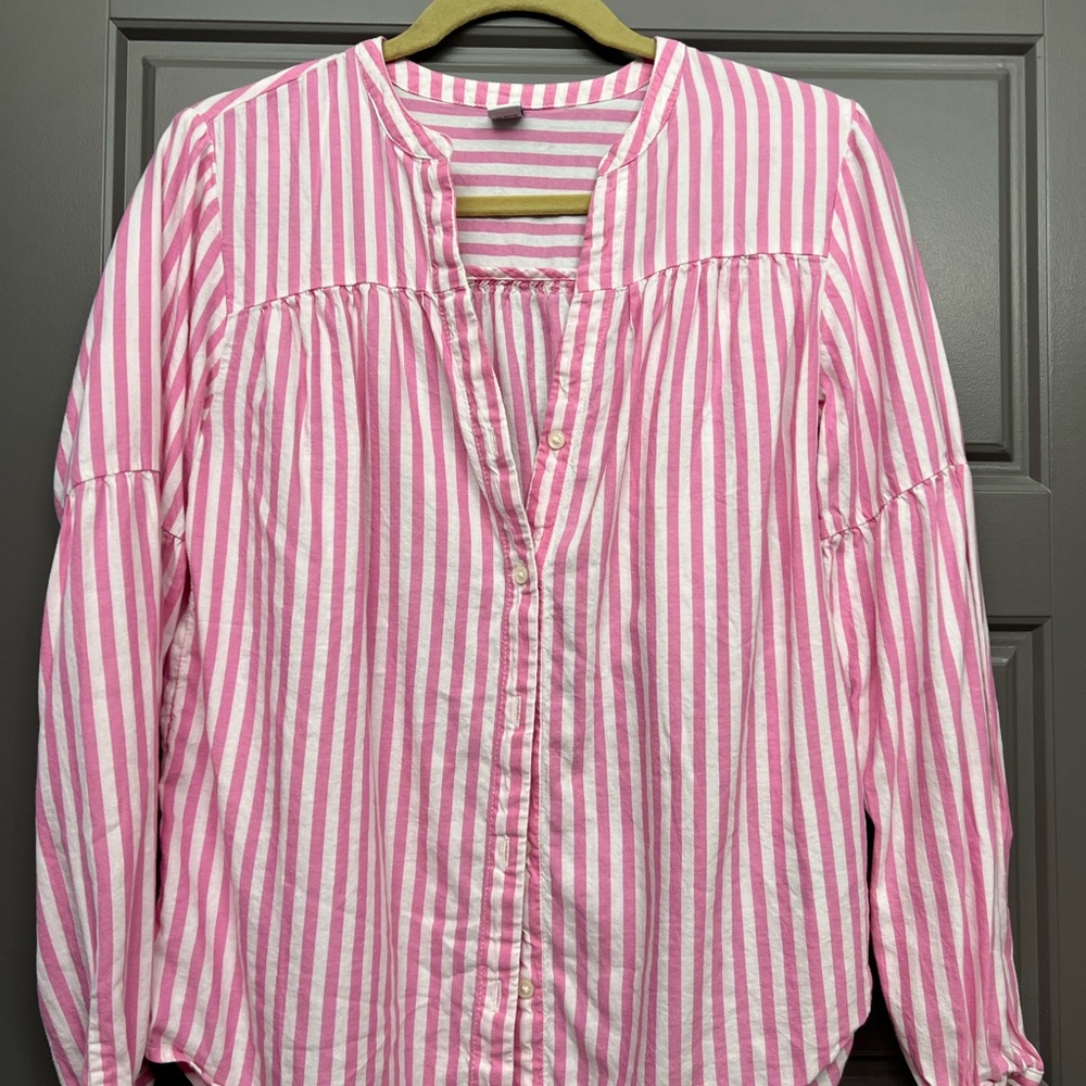 Old Navy Pink and White Striped Blouse